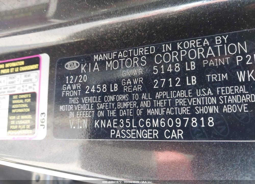 2021 KIA STINGER GT VIN: KNAE35LC6M6097818