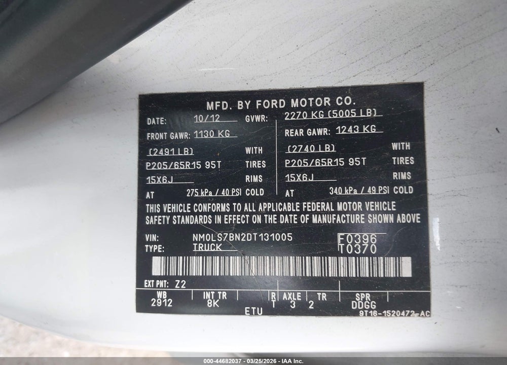 2013 FORD TRANSIT CONNECT XLT VIN: NM0LS7BN2DT131005