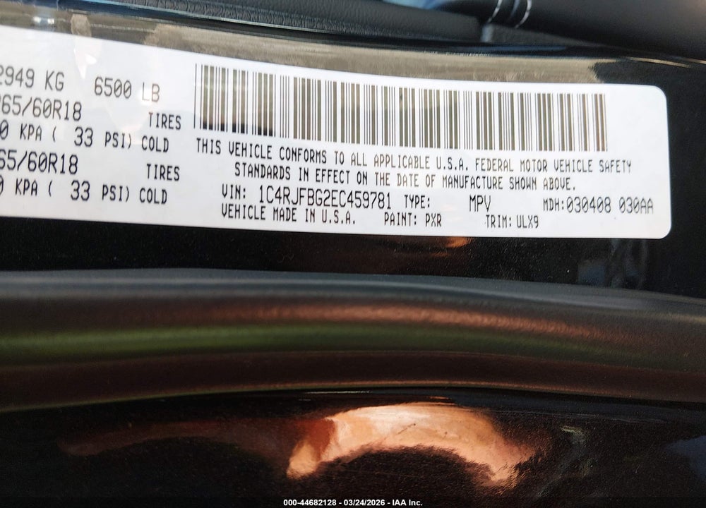 2014 JEEP GRAND CHEROKEE LIMITED VIN: 1C4RJFBG2EC459781