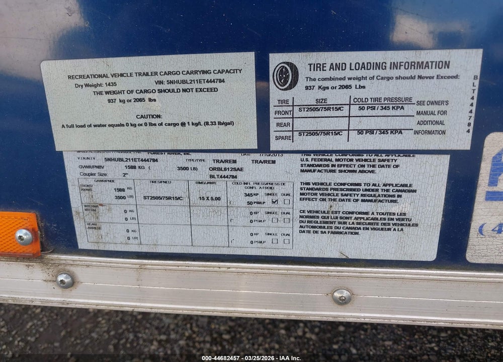2013 CARGOMATE ENCLOSED TRAILER VIN: 5NHUBL211ET444784
