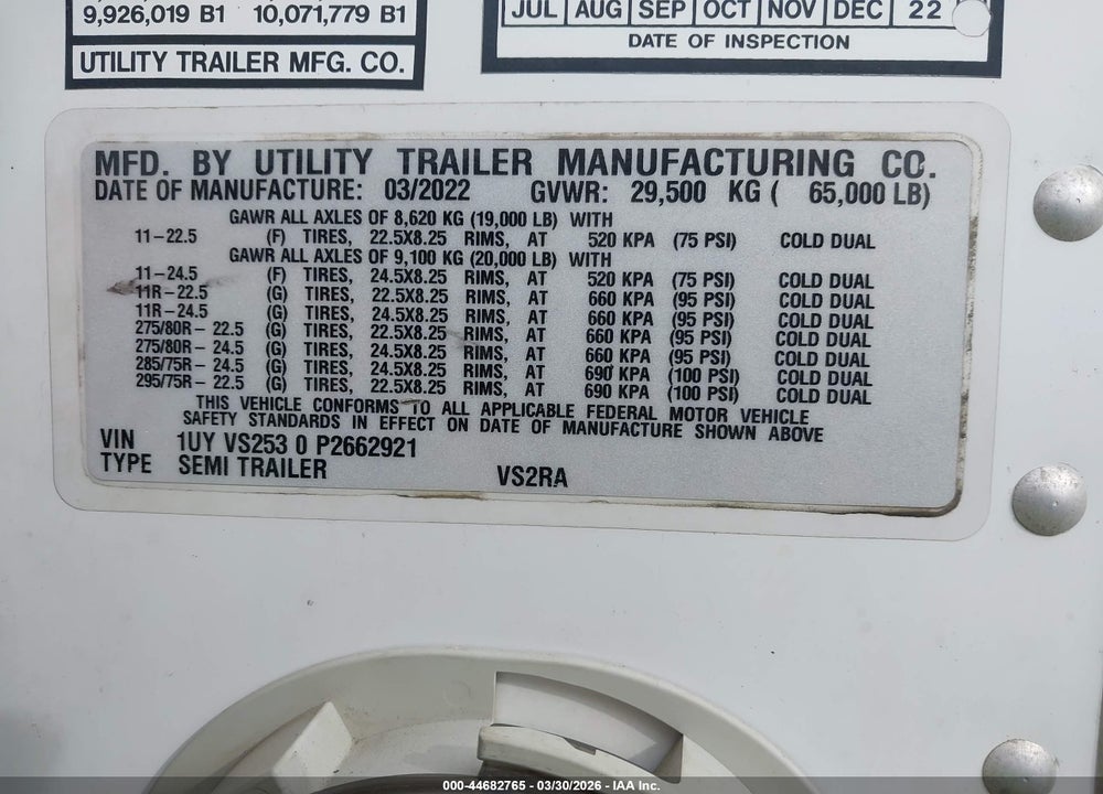 2023 UTILITY TRAILER MFG UNKNOWN VIN: 1UYVS2530P2662921