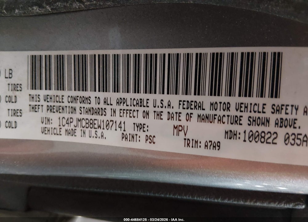 2014 JEEP CHEROKEE LATITUDE VIN: 1C4PJMCB8EW107141