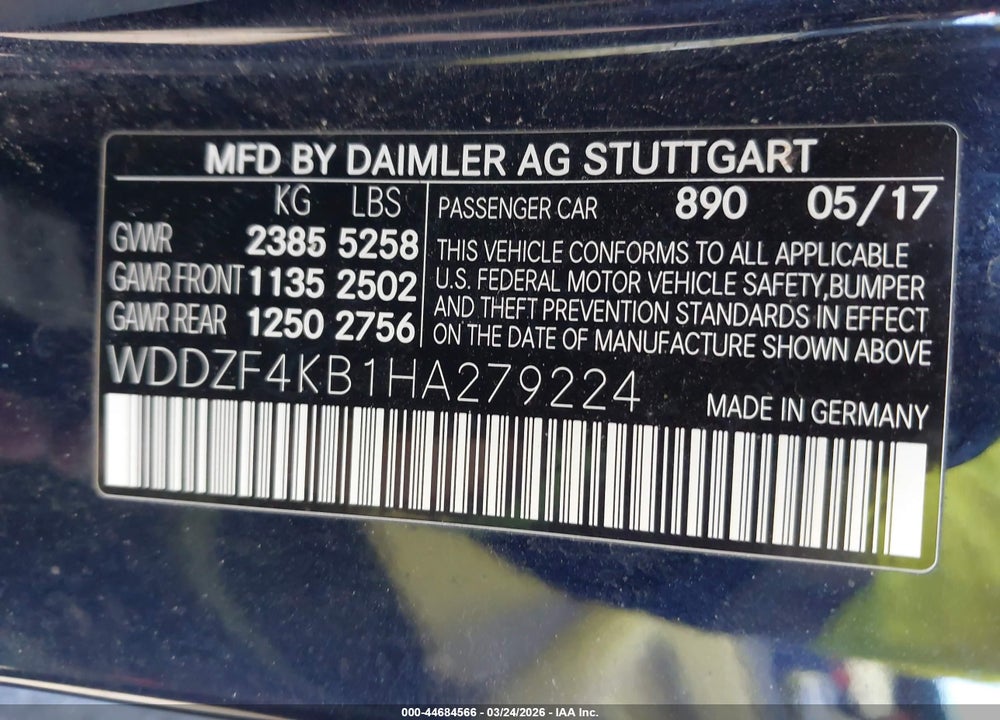 2017 MERCEDES-BENZ E 300 4MATIC VIN: WDDZF4KB1HA279224