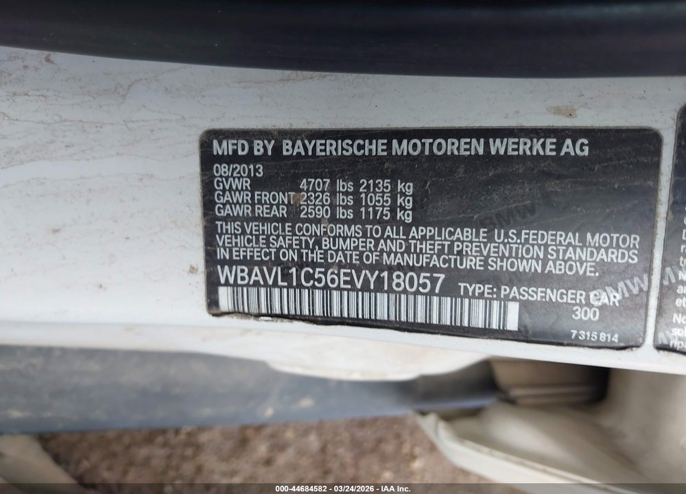 2014 BMW X1 XDRIVE2 VIN: WBAVL1C56EVY18057
