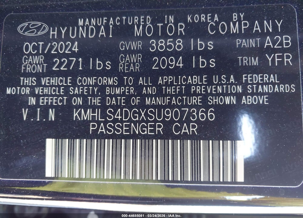 2025 HYUNDAI ELANTRA SEL CONVENIENCE VIN: KMHLS4DGXSU907366