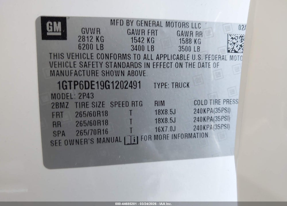 2016 GMC CANYON SLT VIN: 1GTP6DE19G1202491
