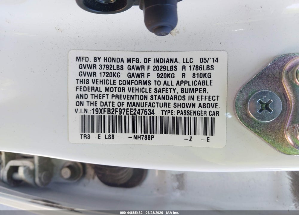 2014 HONDA CIVIC EX-L VIN: 19XFB2F97EE247634