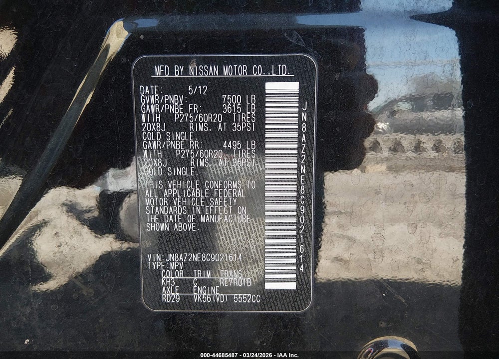 2012 INFINITI QX56 VIN: JN8AZ2NE8C9021614