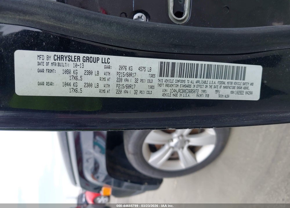 2014 JEEP PATRIOT LIMITED VIN: 1C4NJRCB0ED685072