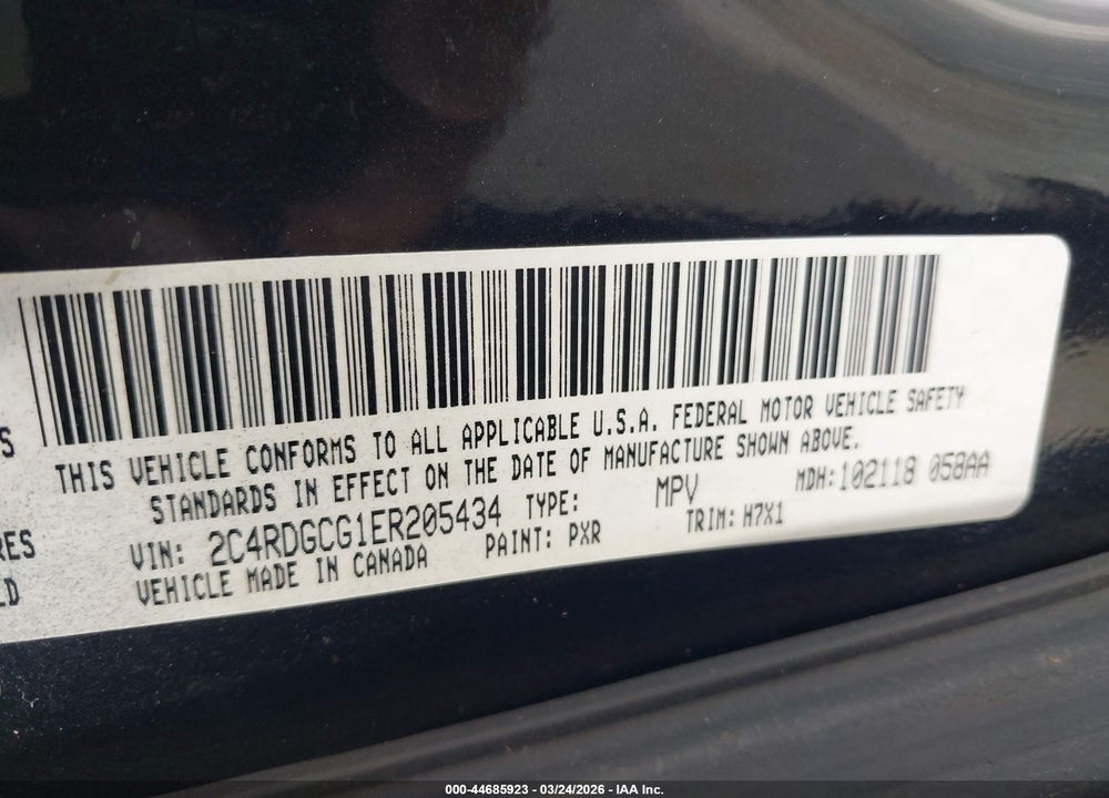 2014 DODGE GRAND CARAVAN SXT VIN: 2C4RDGCG1ER205434