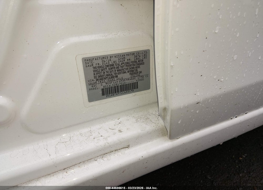 2018 NISSAN SENTRA SV VIN: 3N1AB7AP7JL655198
