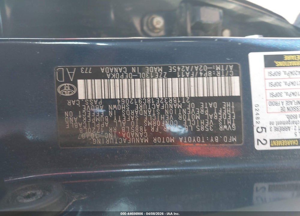2008 TOYOTA COROLLA CE VIN: 2T1BR32E18C912064