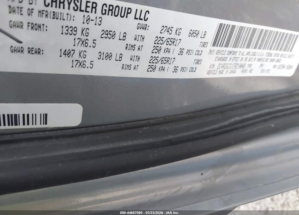 2014 DODGE GRAND CARAVAN SXT VIN: 2C4RDGCG1ER210049