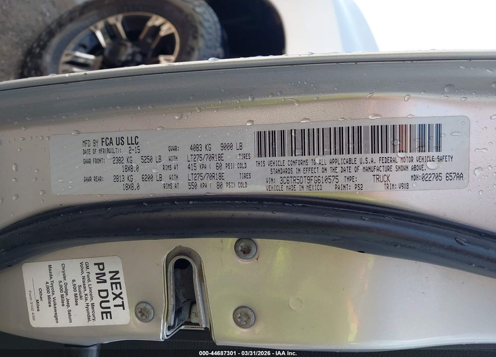 2015 RAM 2500 SLT VIN: 3C6TR5DT9FG610575