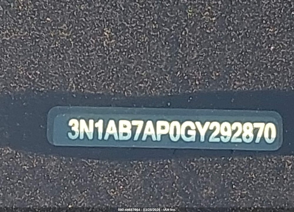 2016 NISSAN SENTRA SV VIN: 3N1AB7AP0GY292870