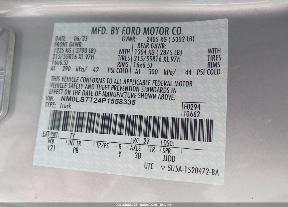 2023 FORD TRANSIT CONNECT XLT VIN: NM0LS7T24P1558335