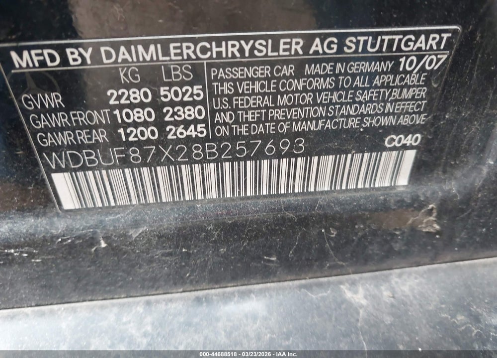2008 MERCEDES-BENZ E 350 4MATIC VIN: WDBUF87X28B257693