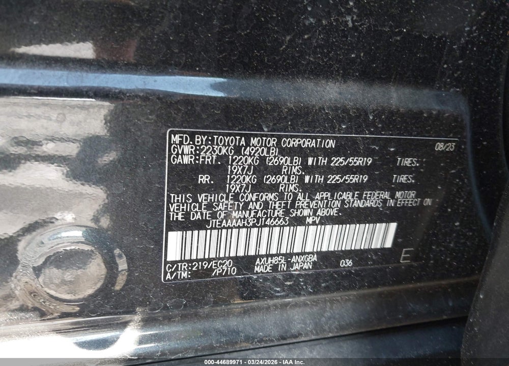 2023 TOYOTA VENZA NIGHTSHADE EDITION VIN: JTEAAAAH3PJ146663