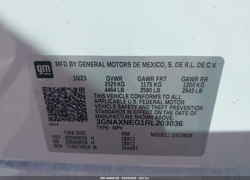 2024 CHEVROLET EQUINOX FWD PREMIER VIN: 3GNAXNEG1RL203036