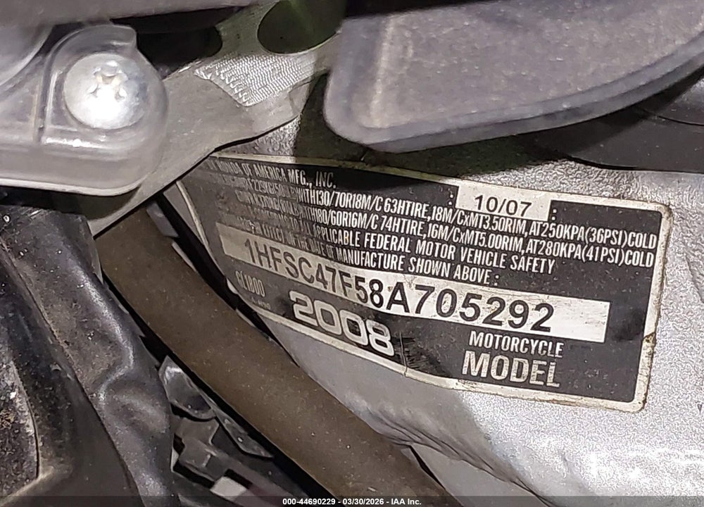 2008 HONDA GL1800 VIN: 1HFSC47F58A705292