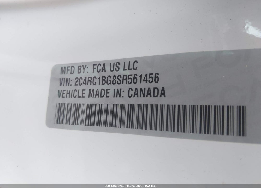2025 CHRYSLER PACIFICA SELECT VIN: 2C4RC1BG8SR561456
