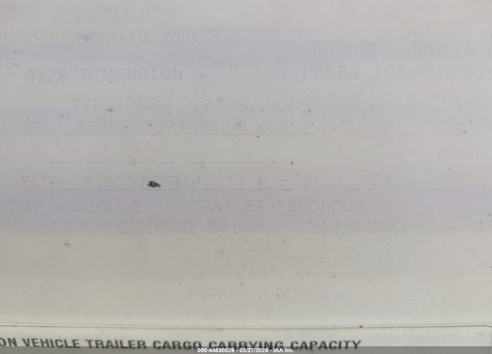 2015 JAYCO TRAVEL TRAILER VIN: 1UJBJ0BN4F17W0627