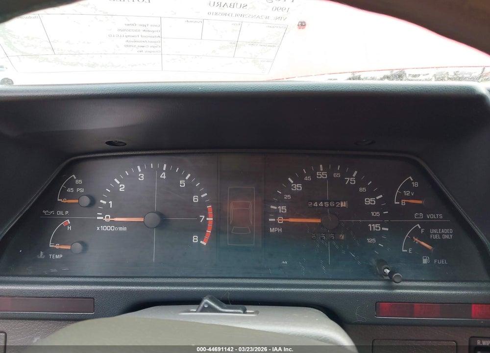 1990 SUBARU LOYALE VIN: JF2AN52B9LD405810
