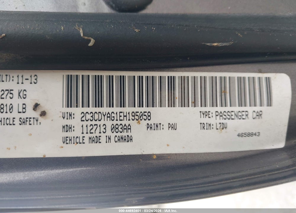 2014 DODGE CHALLENGER SXT VIN: 2C3CDYAG1EH195058