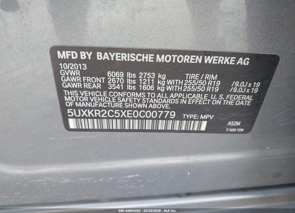 2014 BMW X5 SDRIVE35I VIN: 5UXKR2C5XE0C00779