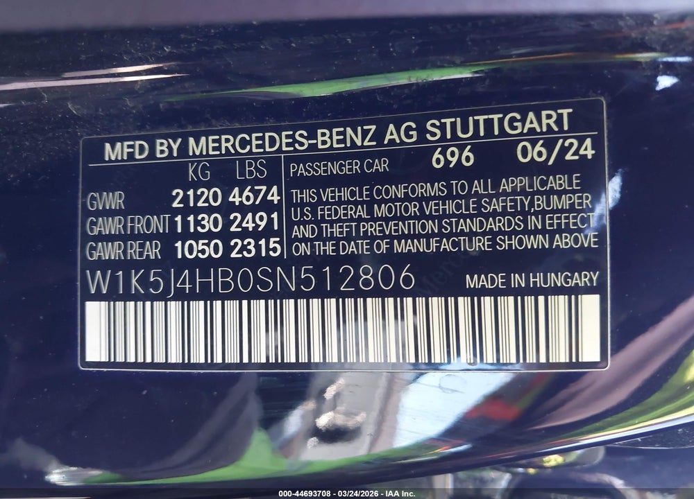 2025 MERCEDES-BENZ CLA 250 COUPE 4MATIC VIN: W1K5J4HB0SN512806