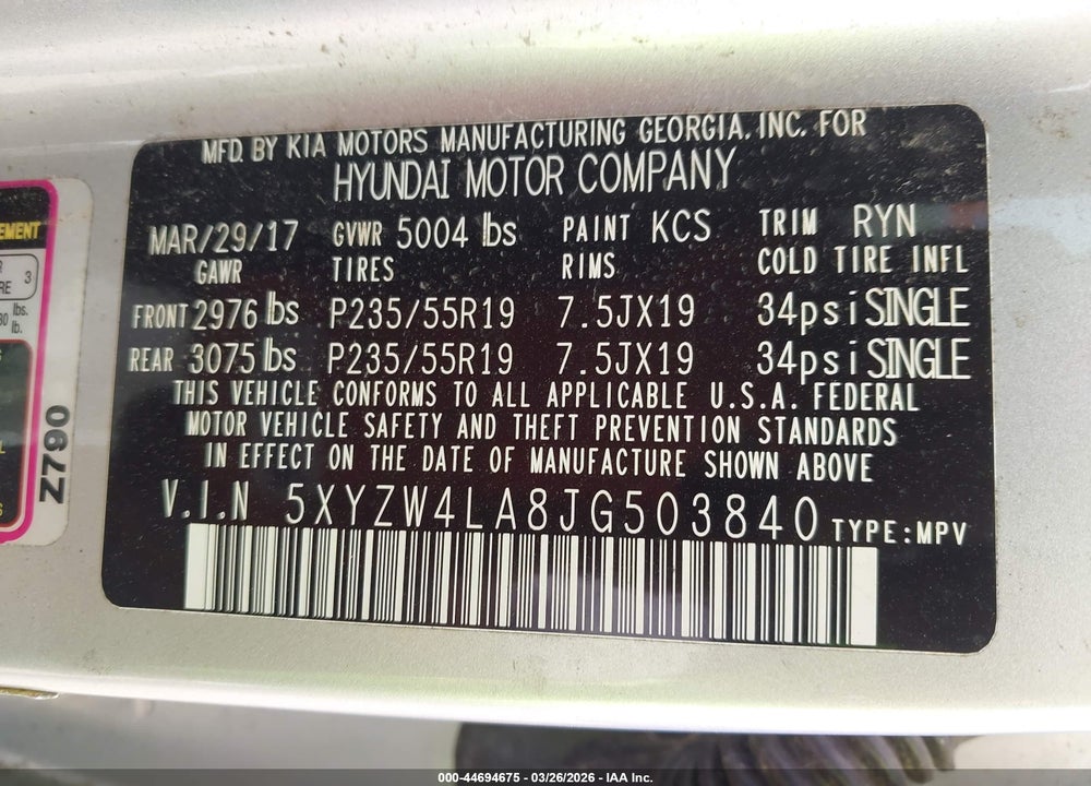 2018 HYUNDAI SANTA FE SPORT 2.0T ULTIMATE VIN: 5XYZW4LA8JG503840