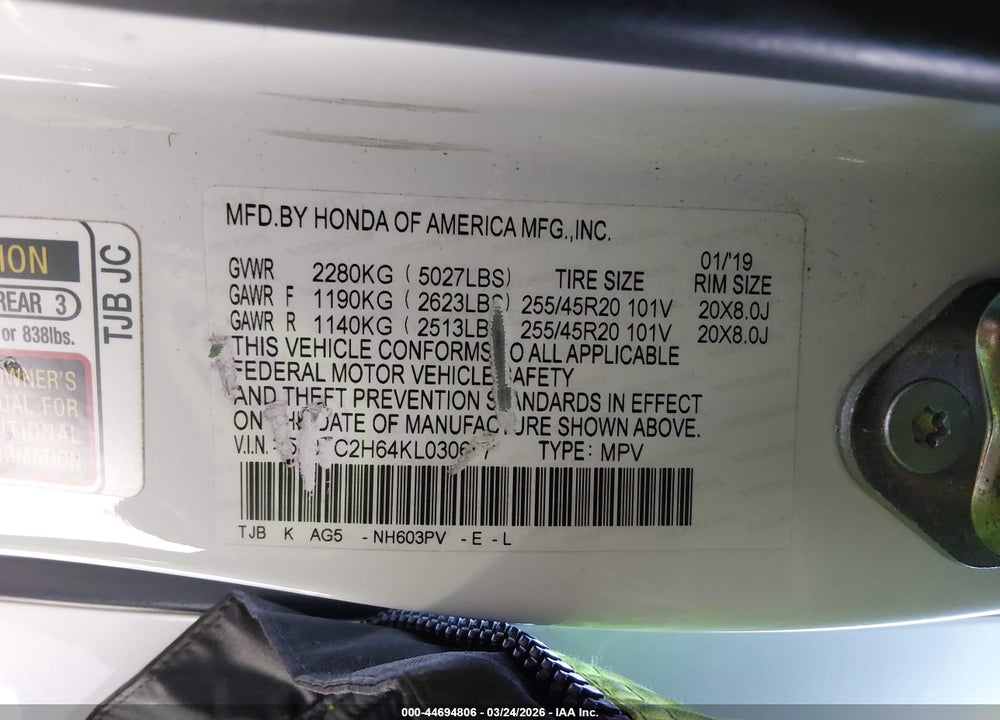 2019 ACURA RDX A-SPEC PACKAGE VIN: 5J8TC2H64KL030677