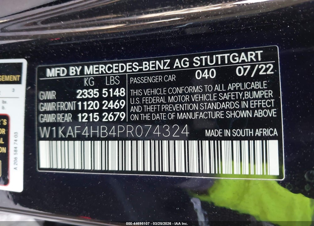 2023 MERCEDES-BENZ C 300 4MATIC VIN: W1KAF4HB4PR074324