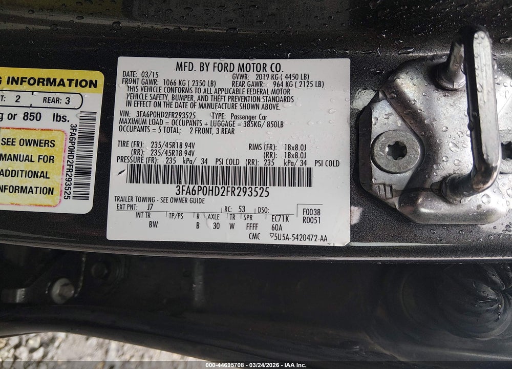 2015 FORD FUSION SE VIN: 3FA6P0HD2FR293525