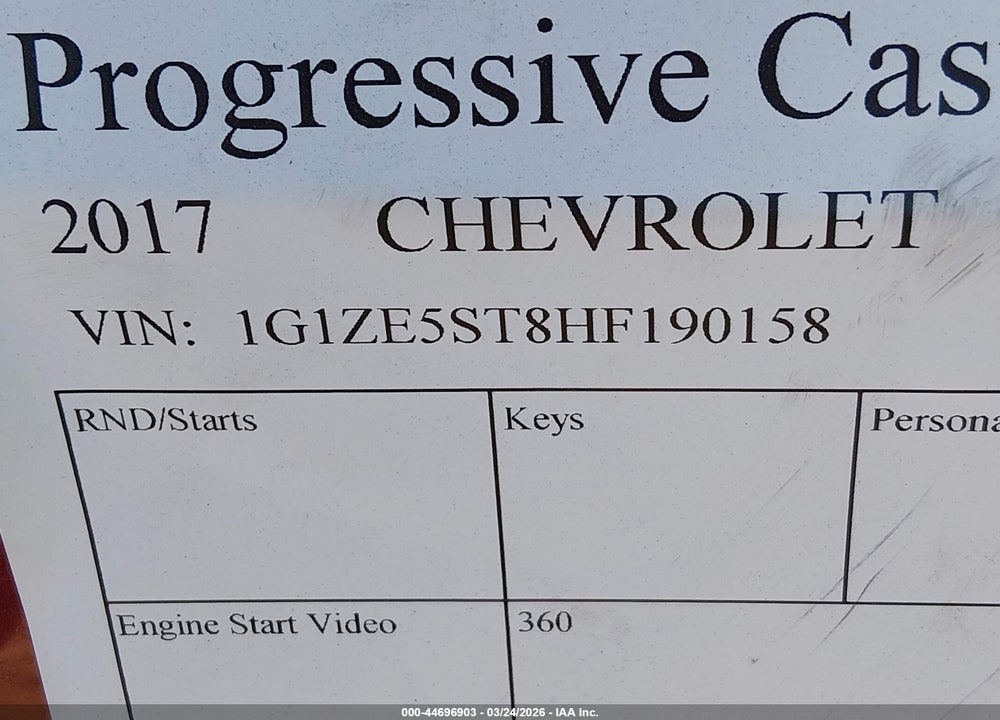 2017 CHEVROLET MALIBU 1LT VIN: 1G1ZE5ST8HF190158