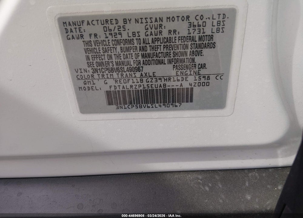 2025 NISSAN KICKS PLAY S VIN: 3N1CP5BV6SL490967
