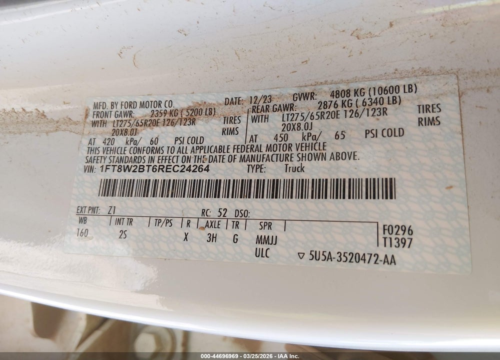 2024 FORD F-250 XLT VIN: 1FT8W2BT6REC24264