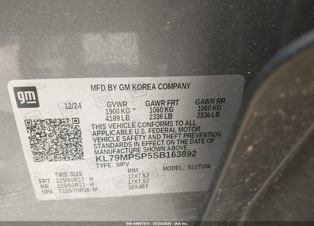 2025 CHEVROLET TRAILBLAZER FWD LT VIN: KL79MPSP5SB163892