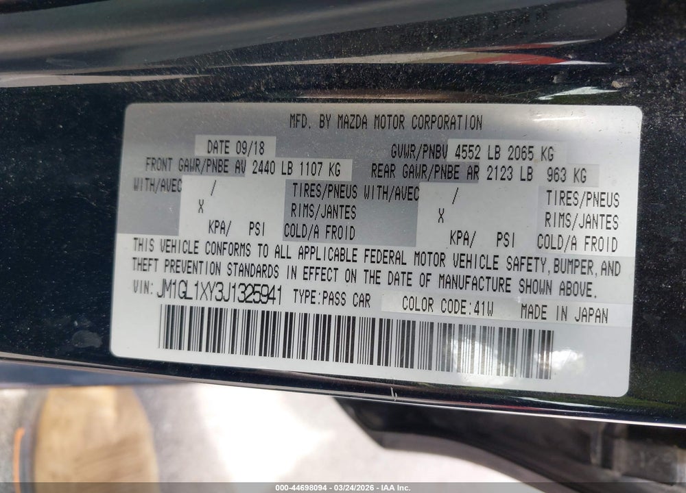 2018 MAZDA 6 SIGNATURE VIN: JM1GL1XY3J1325941