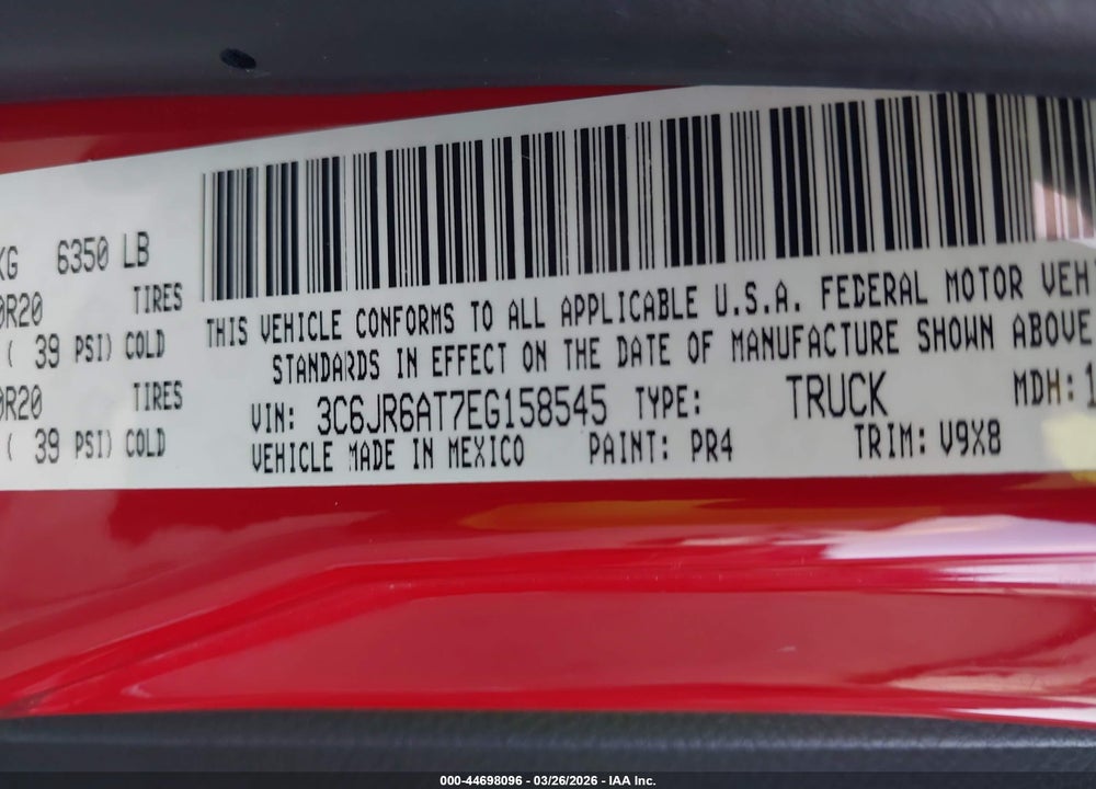 2014 RAM 1500 EXPRESS VIN: 3C6JR6AT7EG158545