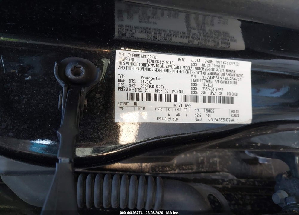 2014 FORD FOCUS ST VIN: 1FADP3L97EL254731