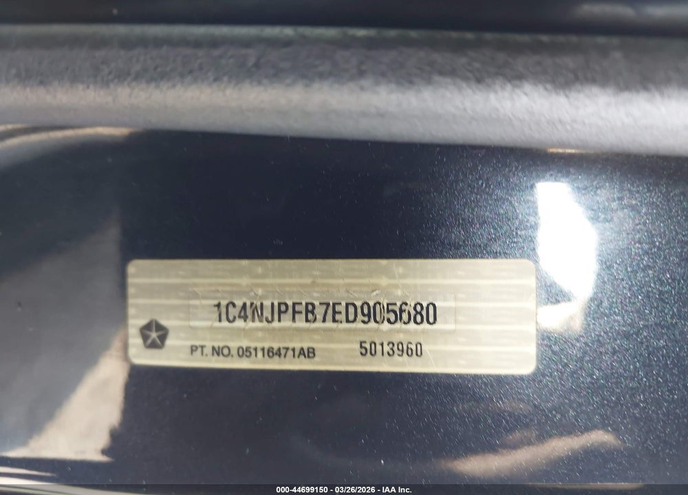 2014 JEEP PATRIOT LATITUDE VIN: 1C4NJPFB7ED905680