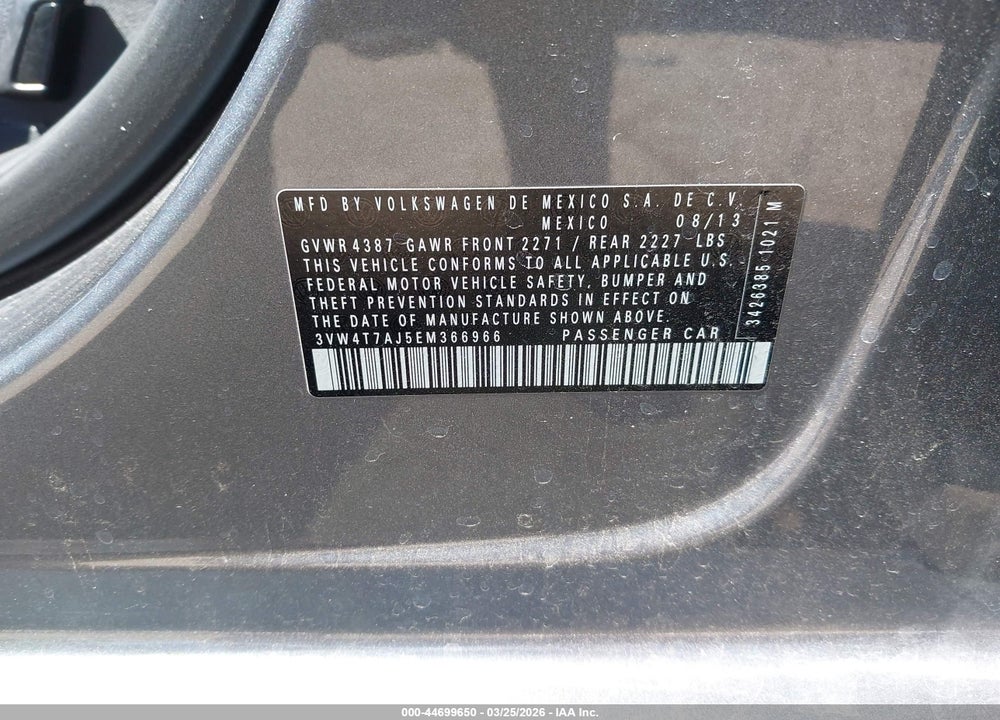 2014 VOLKSWAGEN JETTA GLI AUTOBAHN VIN: 3VW4T7AJ5EM366966