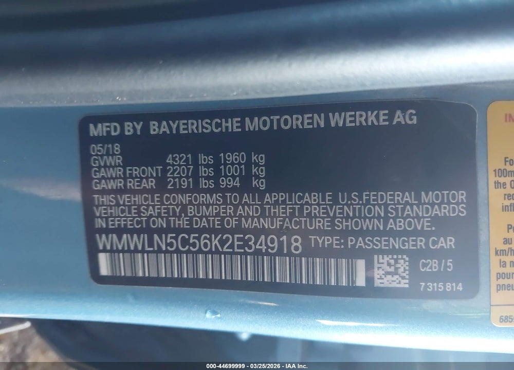 2019 MINI CLUBMAN COOPER VIN: WMWLN5C56K2E34918
