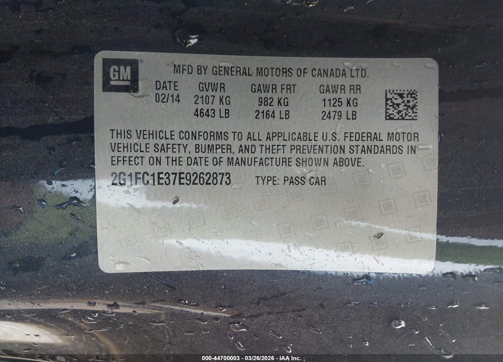 2014 CHEVROLET CAMARO 2LT VIN: 2G1FC1E37E9262873