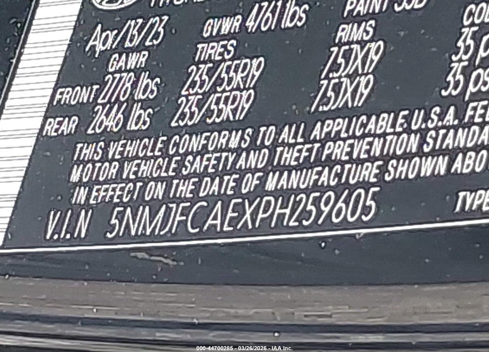 2023 HYUNDAI TUCSON SEL VIN: 5NMJFCAEXPH259605