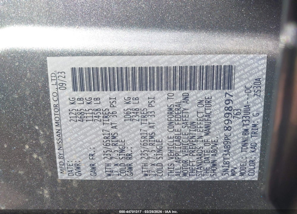 2023 NISSAN ROGUE S INTELLIGENT AWD VIN: 5N1BT3AB9PC899897