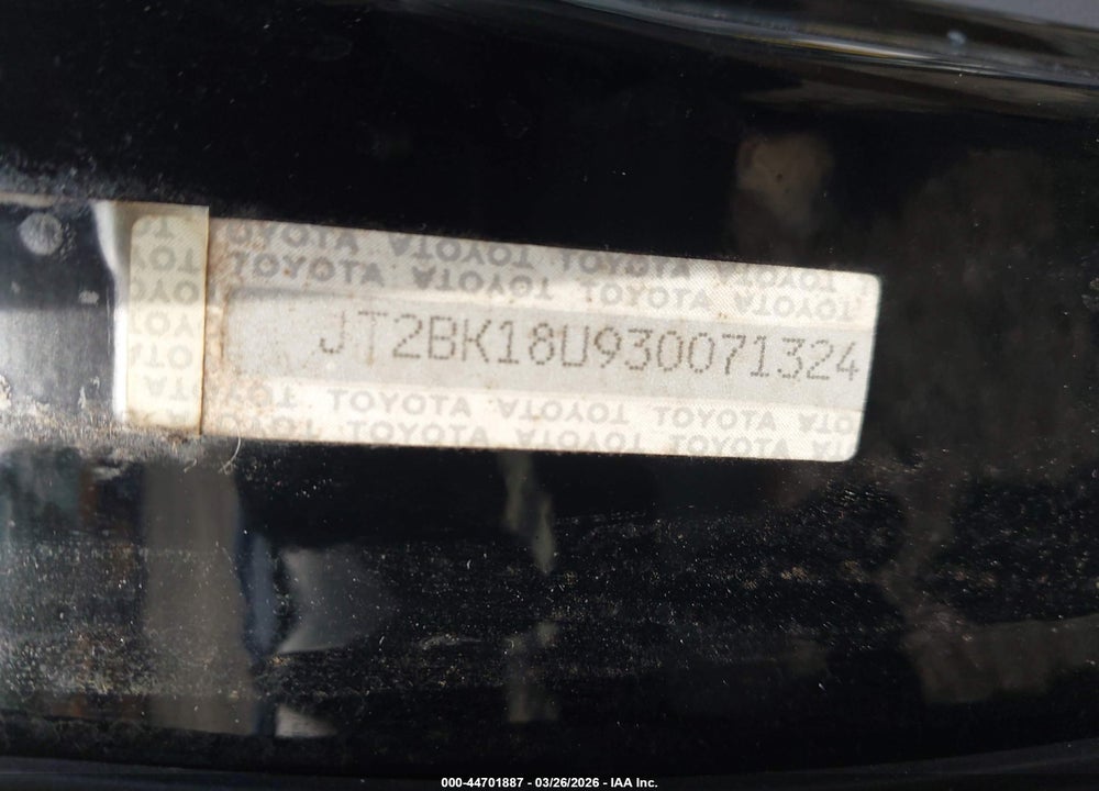 2003 TOYOTA PRIUS VIN: JT2BK18U930071324