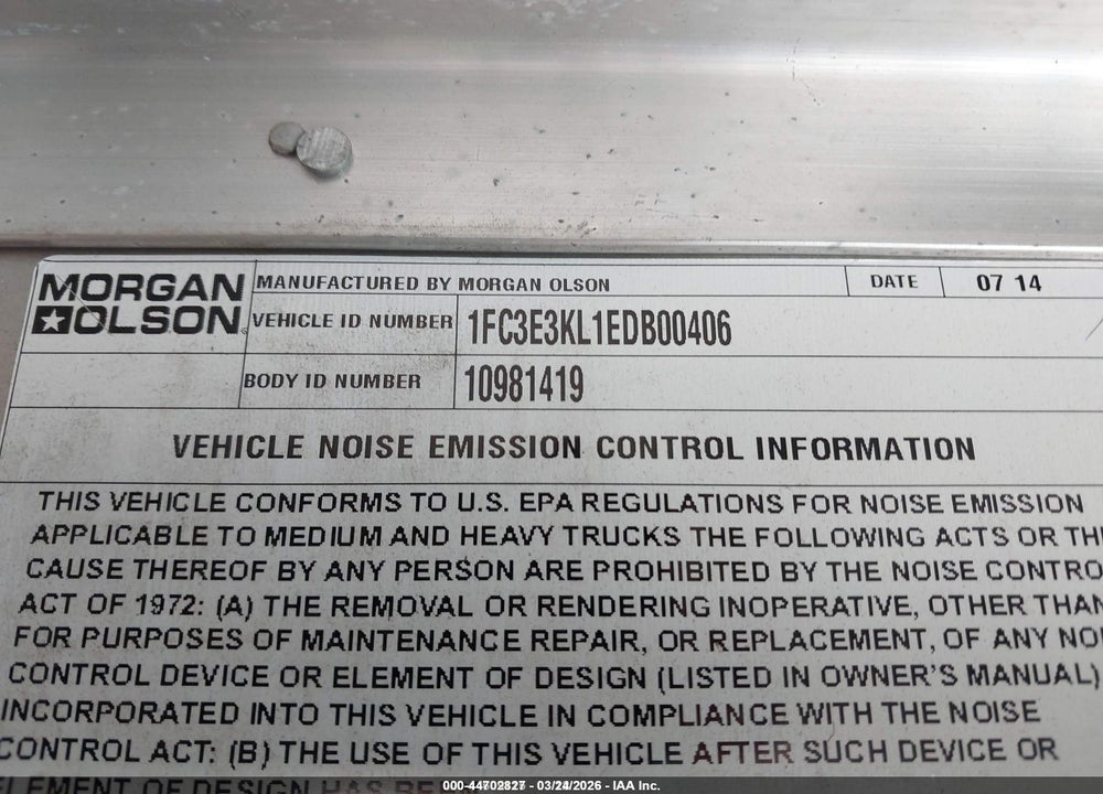 2014 FORD E-350 STRIPPED VIN: 1FC3E3KL1EDB00406