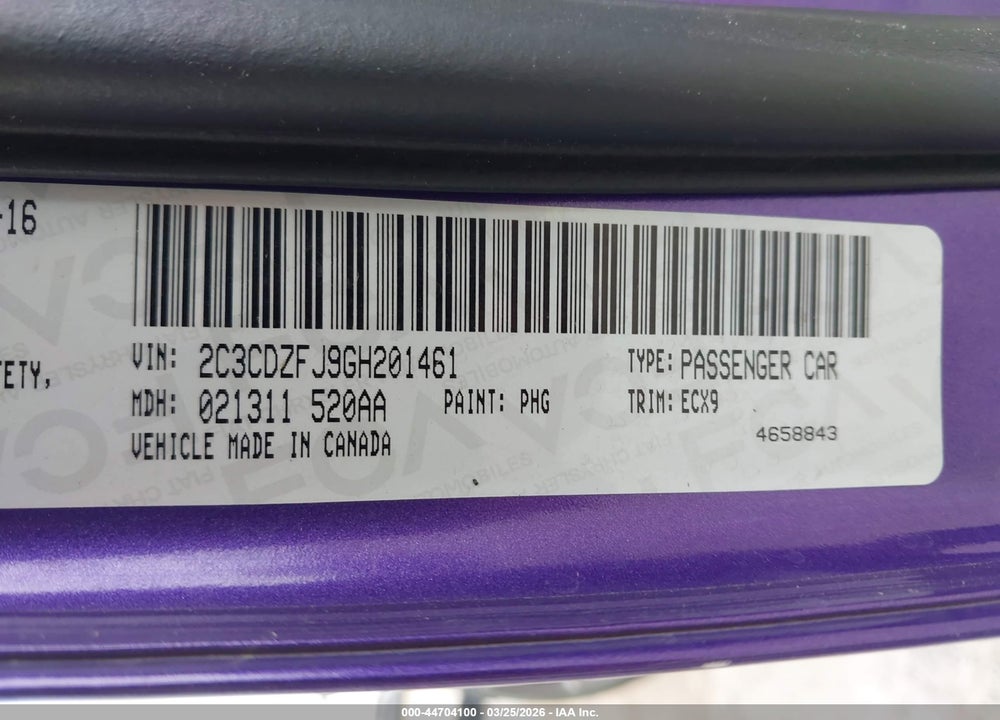 2016 DODGE CHALLENGER R/T SCAT PACK VIN: 2C3CDZFJ9GH201461